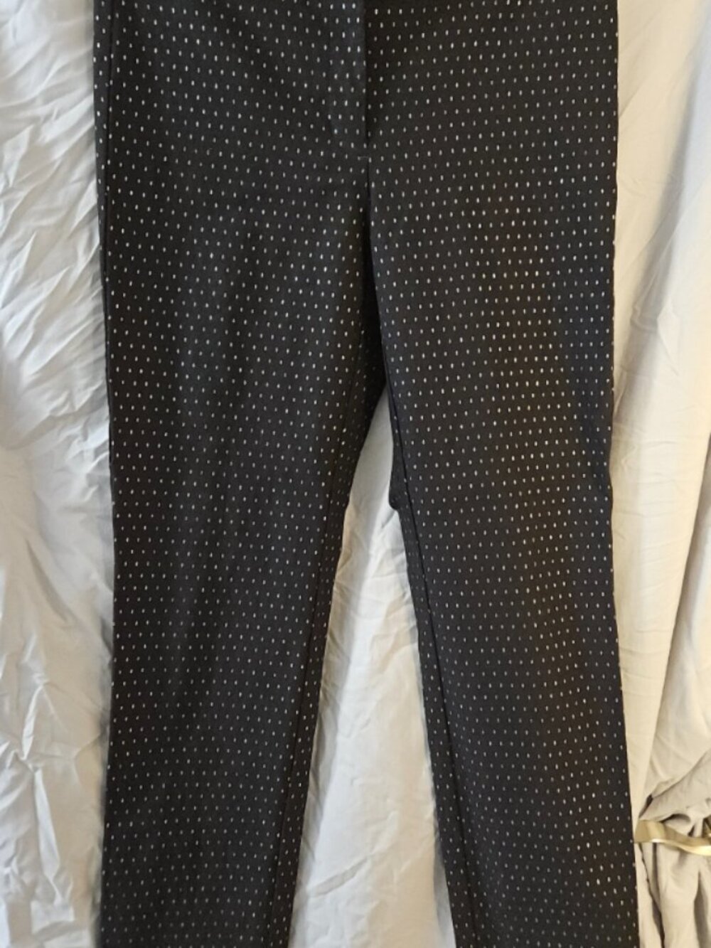 White House Black Market Black Silver Metallic Dot Slim Dress Pants - 6